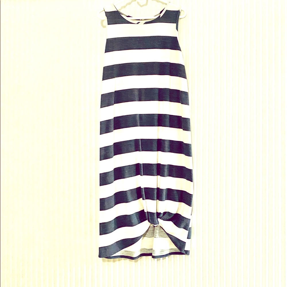 PinkBlush Large Midi Dress Navy/White Striped